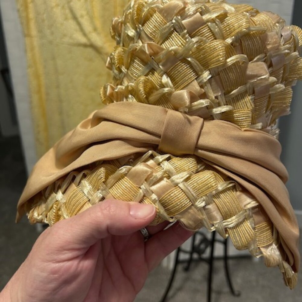 Vintage Yellow Summer Hat with Bow